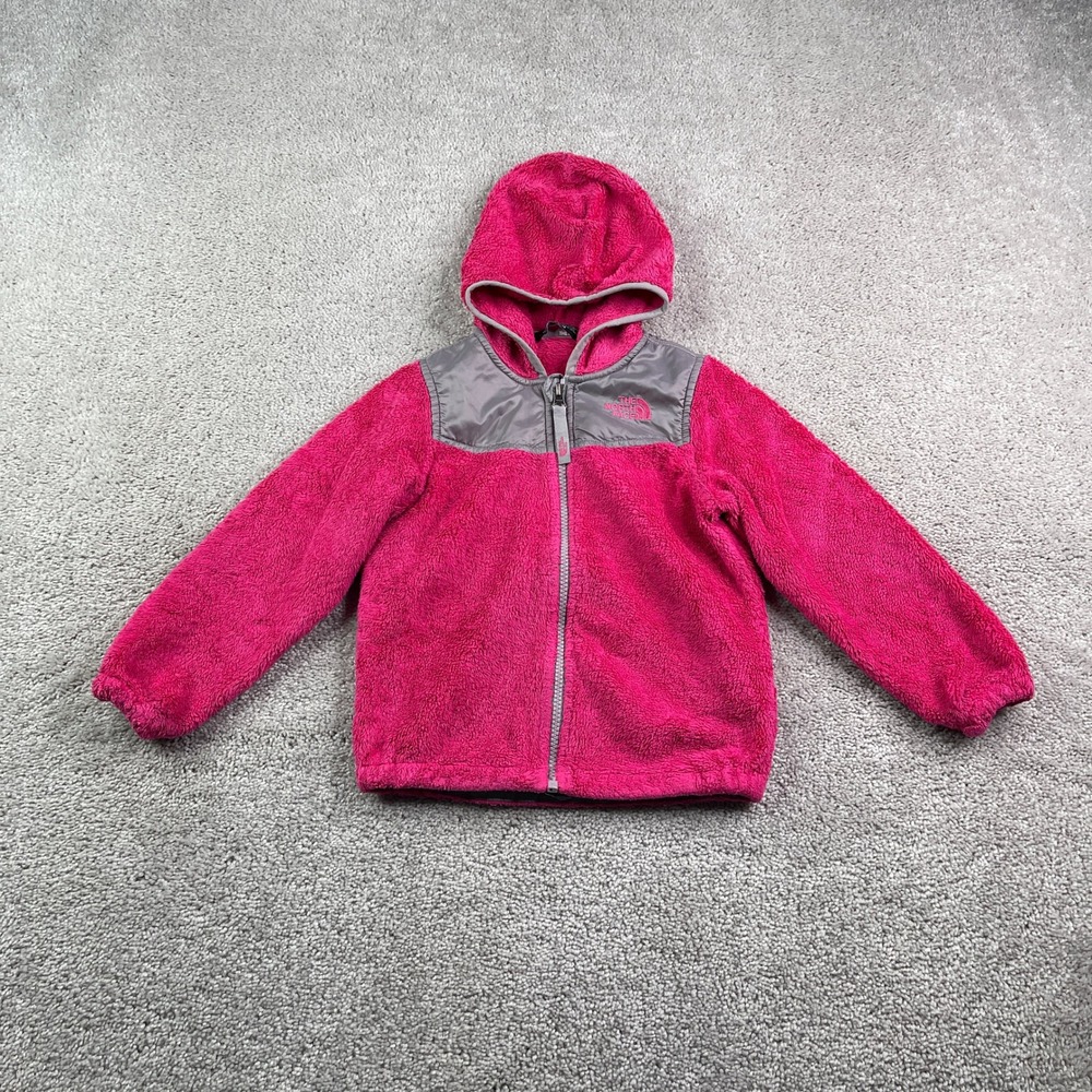 North Face Jacket Girls Toddler 4T Pink Osolita Fleece Fuzzy Hooded Full Zip